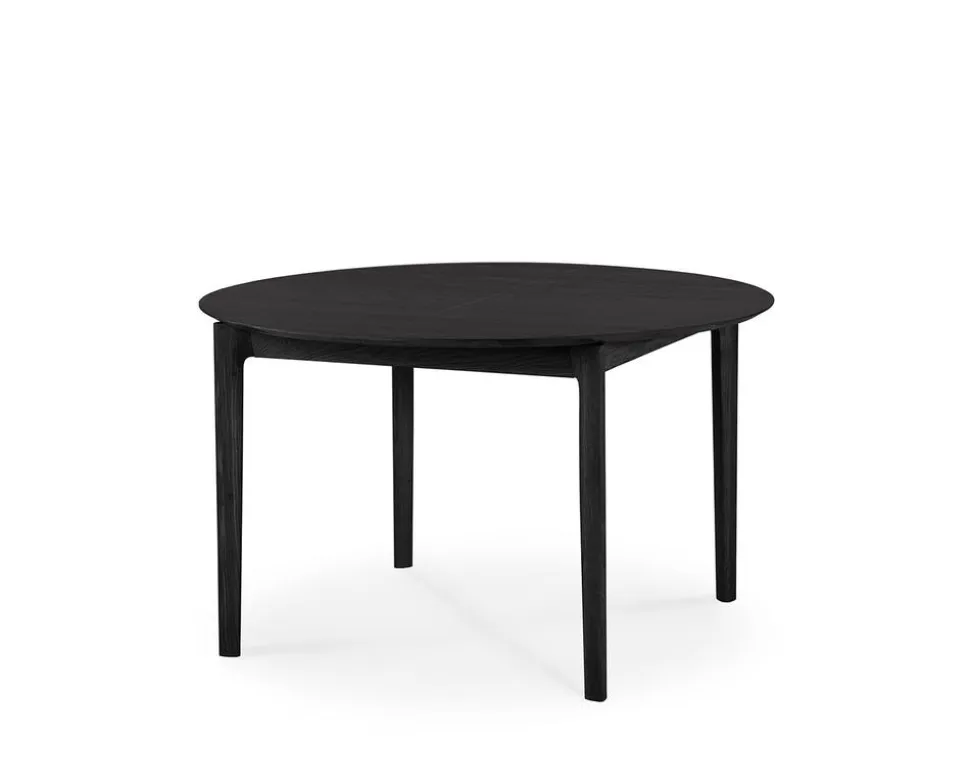Bok Matbord Runt | Svartlackad Ek | 129-179x129 cm