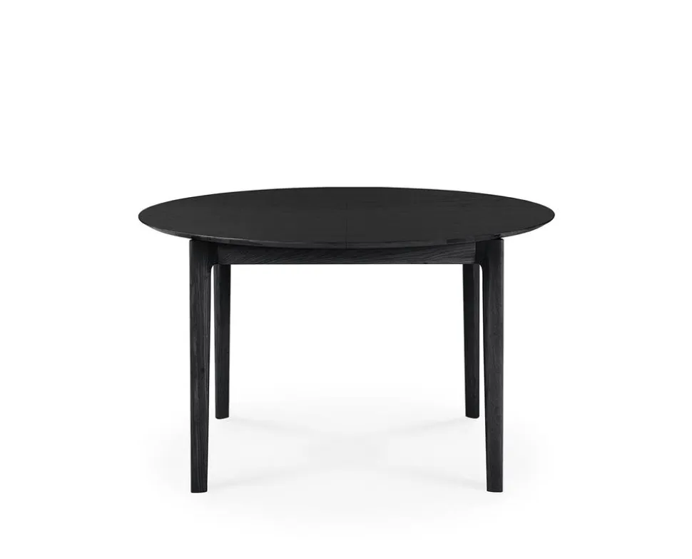 Bok Matbord Runt | Svartlackad Ek | 129-179x129 cm
