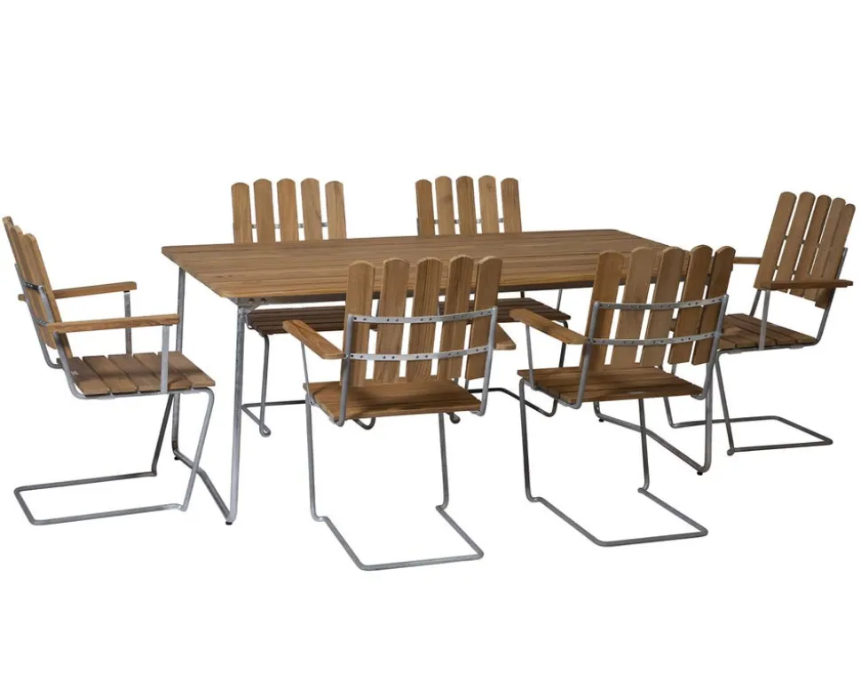 Bord B31 170 + 6 st Fåtölj A2 Matgrupp | Teak