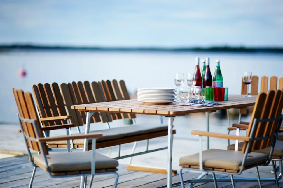 Bord B31 170 + 6 st Fåtölj A2 Matgrupp | Vitlackad Ek