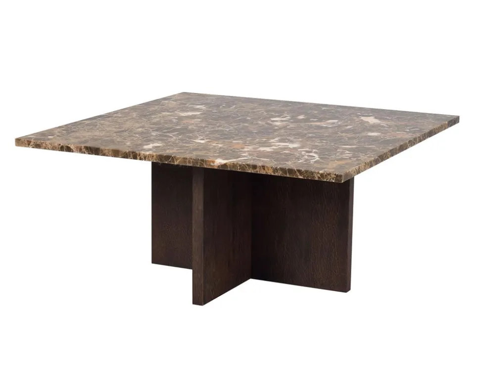 Brooksville Soffbord Kvadrat | Brun Marmor / Brun Ek