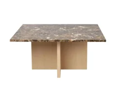 Brooksville Soffbord Kvadrat | Brun Marmor / Vitpigm. Ek