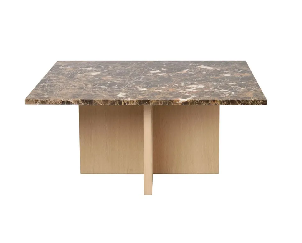 Brooksville Soffbord Kvadrat | Brun Marmor / Vitpigm. Ek