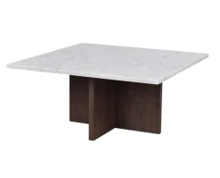 Brooksville Soffbord Kvadrat |  Vit Marmor / Brun Ek
