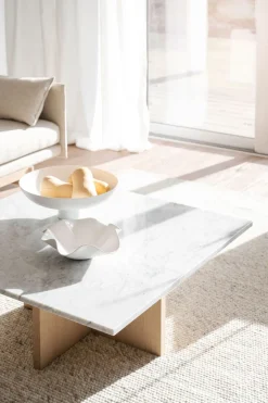 Brooksville Soffbord Kvadrat | Vit Marmor / Vitpigm. Ek
