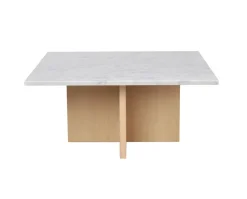 Brooksville Soffbord Kvadrat | Vit Marmor / Vitpigm. Ek
