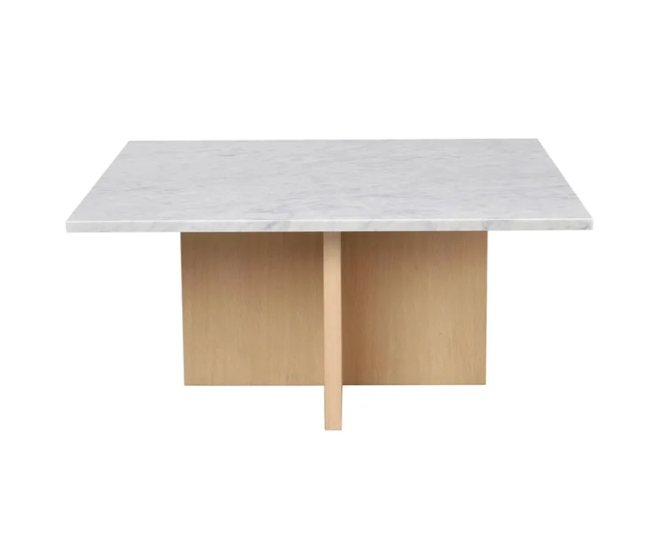 Brooksville Soffbord Kvadrat | Vit Marmor / Vitpigm. Ek