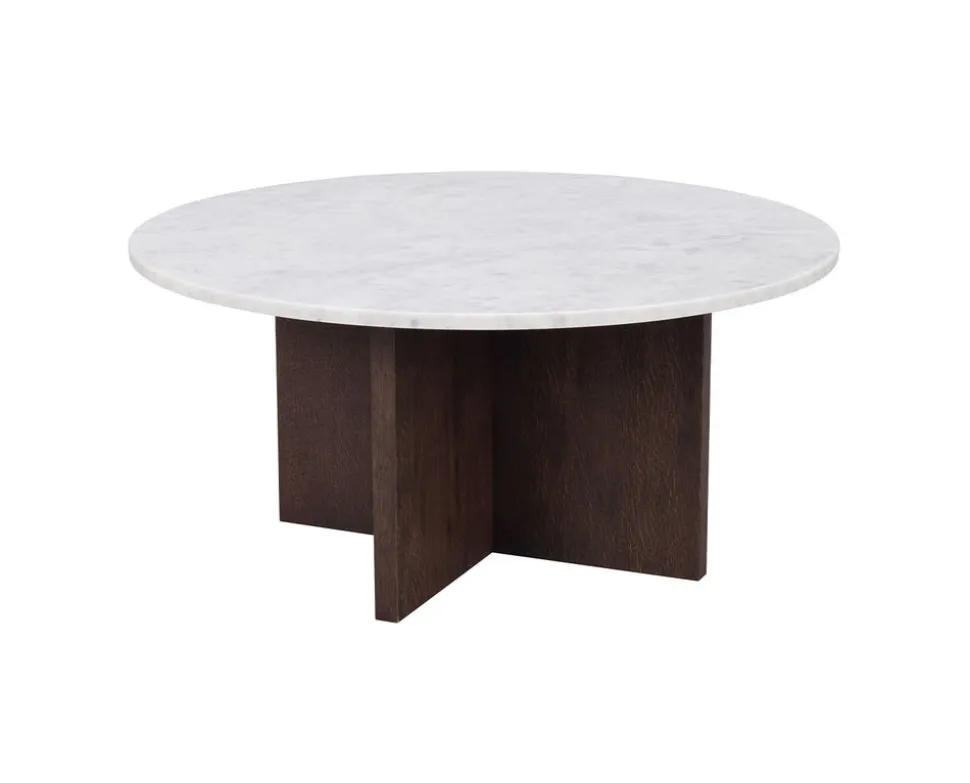 Brooksville Soffbord Runt | Vit Marmor / Brun ek