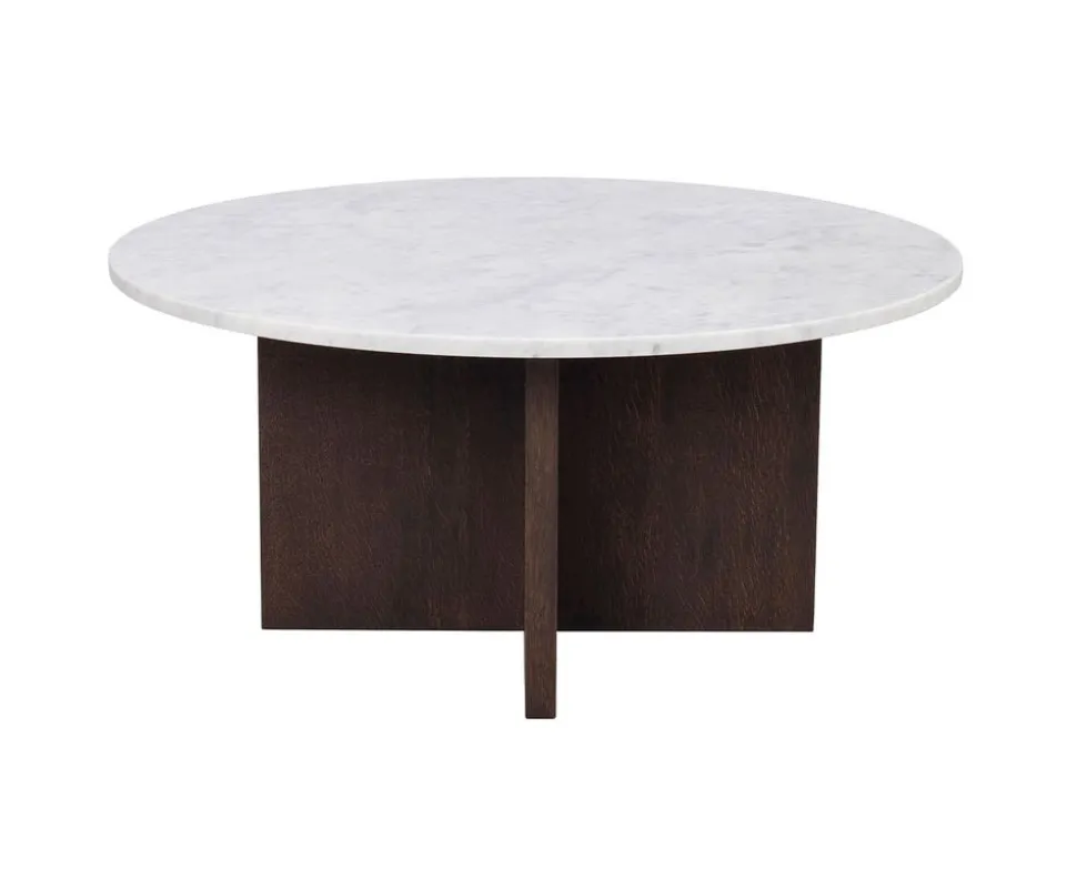 Brooksville Soffbord Runt | Vit Marmor / Brun ek