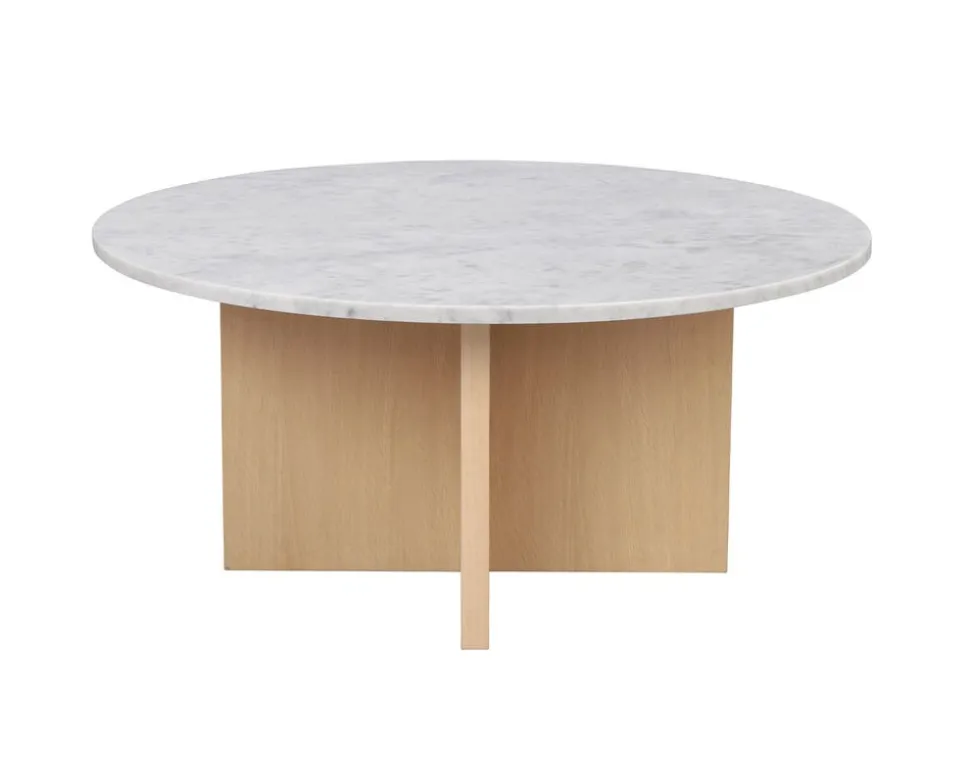Brooksville Soffbord Runt | Vit Marmor / Vitpigm. Ek