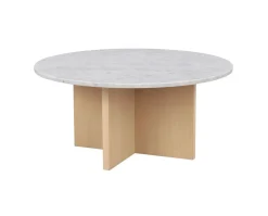Brooksville Soffbord Runt | Vit Marmor / Vitpigm. Ek