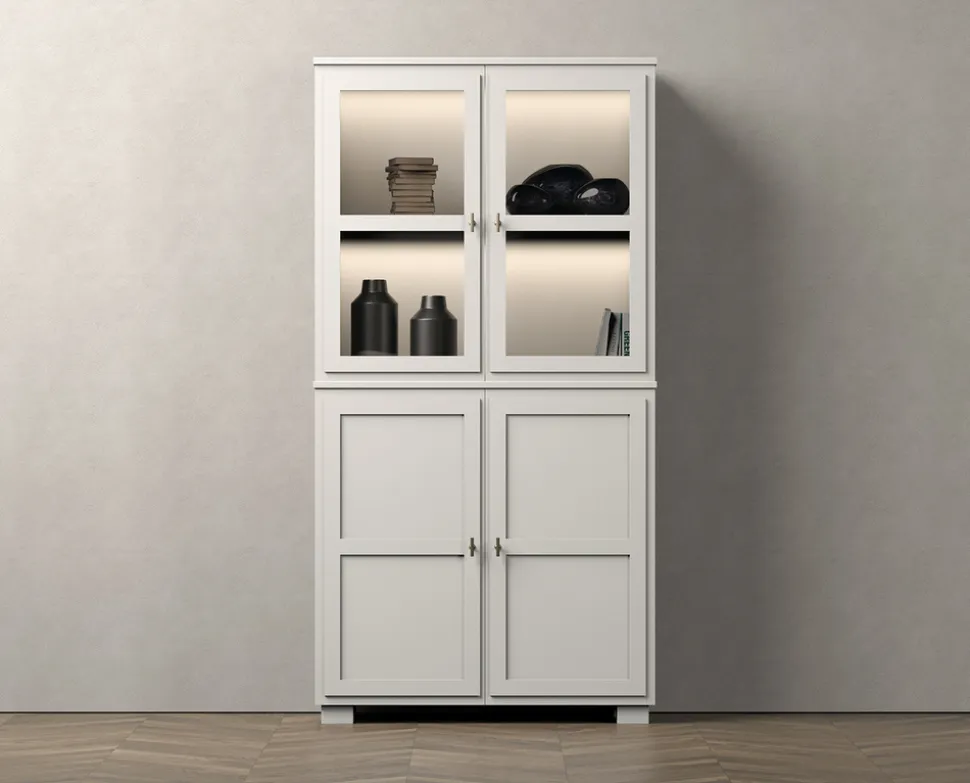Camden Vitrinskåp 2+2 Glas / Dörrar | Svart