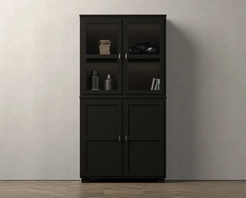 Camden Vitrinskåp 2+2 Glas / Dörrar | Svart