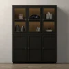 Camden Vitrinskåp 3+3 Glas / Dörrar | Svart & Valnöt