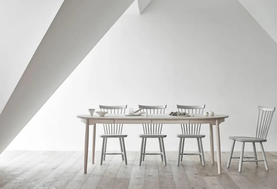Carl Bord Ø 115 | Delad Skiva, Ljus Mattlack Björk