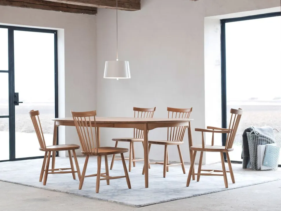 Carl Bord Ø 115 | Delad Skiva, Ljus Mattlack Björk