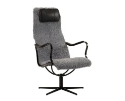 Chic Fåtölj med Pall | Metall, Fårskinn
