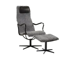 Chic Fåtölj med Pall | Metall, Fårskinn