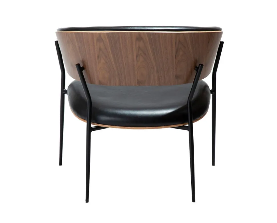 Crib Loungestol | Vintage Black konstläder | Valnöt