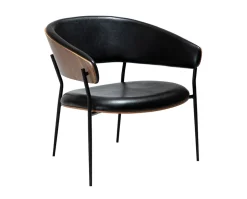 Crib Loungestol | Vintage Black konstläder | Valnöt