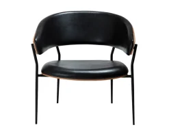 Crib Loungestol | Vintage Black konstläder | Valnöt
