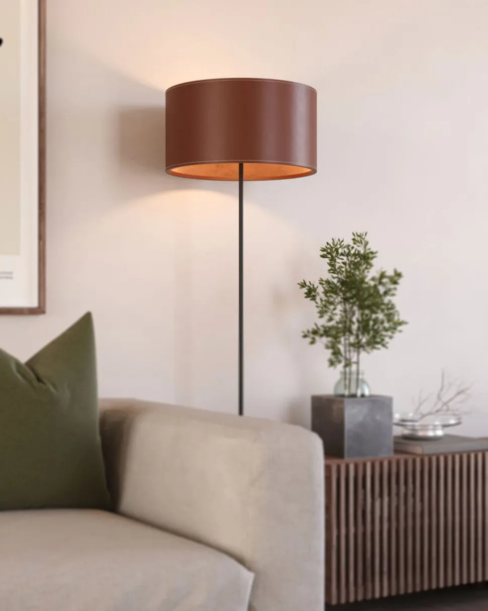 Cylinder Golvlampa Läder | 20 cm | Polo