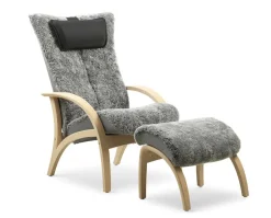 Delta Adventure Fåtölj med Pall, Soft | Scandinavian Grey / Vitoljad Ek
