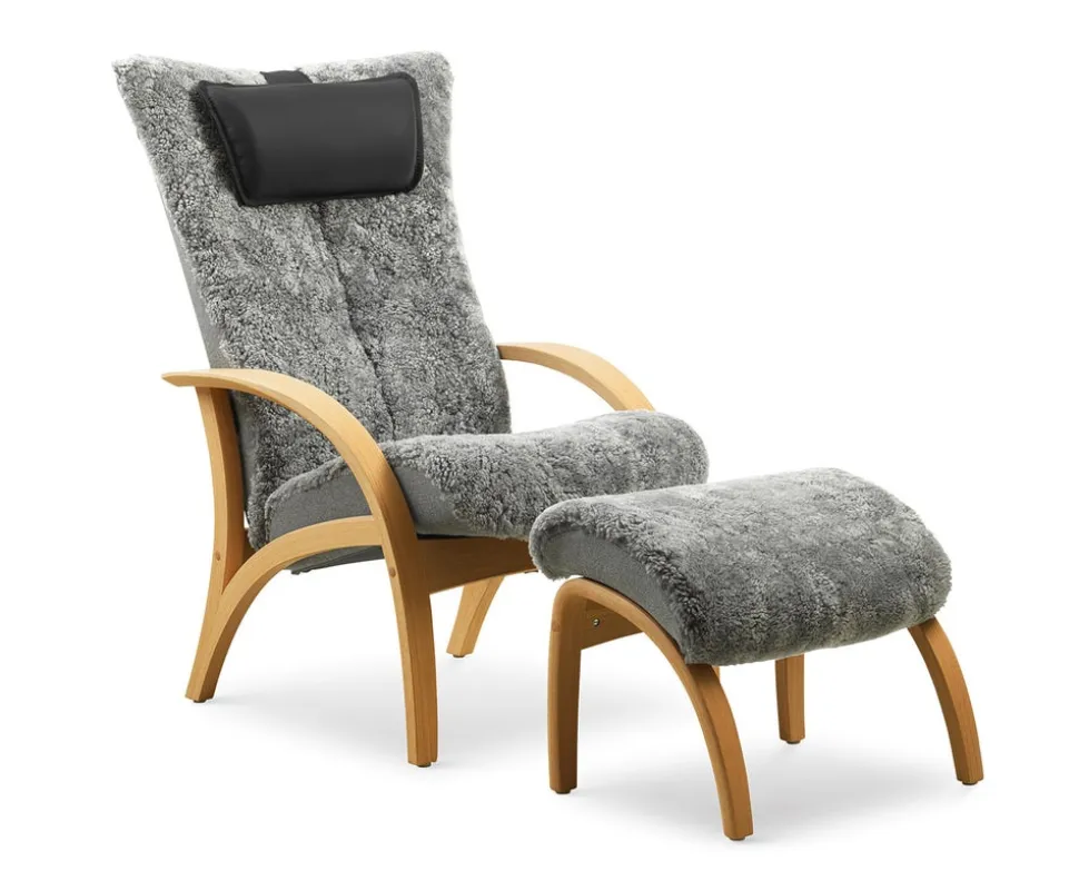 Delta Adventure Fåtölj med Pall, Standard | Scandinavian Grey / Oljad Ek