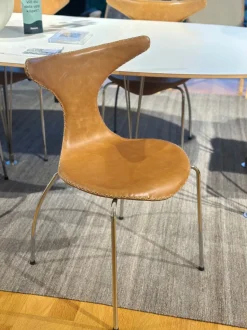 Dolphin Stol | Brunt läder, Krom