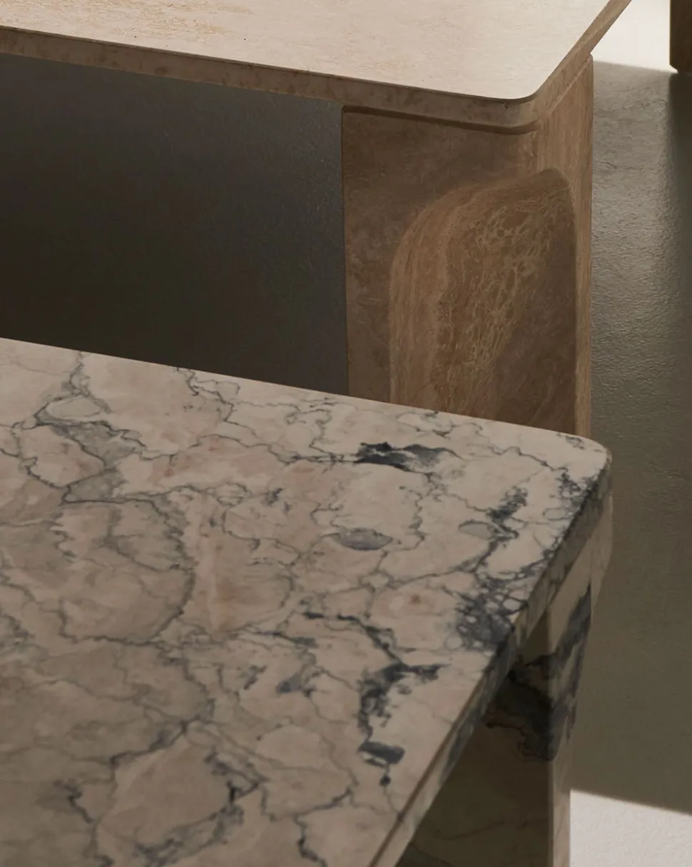 Doric Soffbord 140x80 | Neutral White Travertine