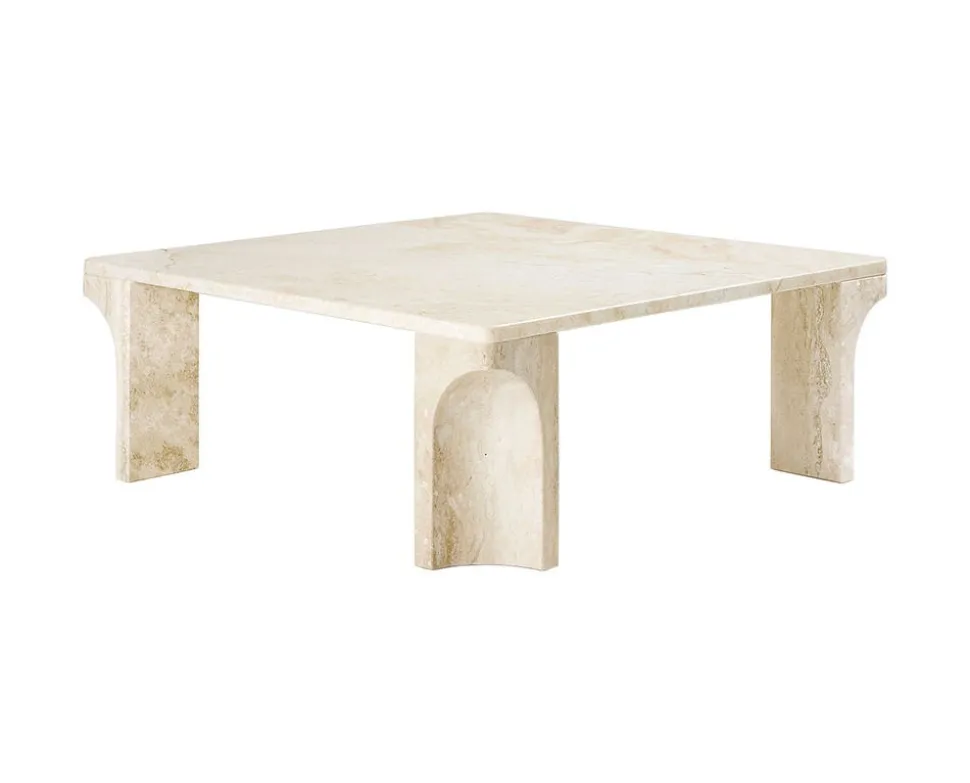 Doric Soffbord 80x80 | Neutral White Travertine