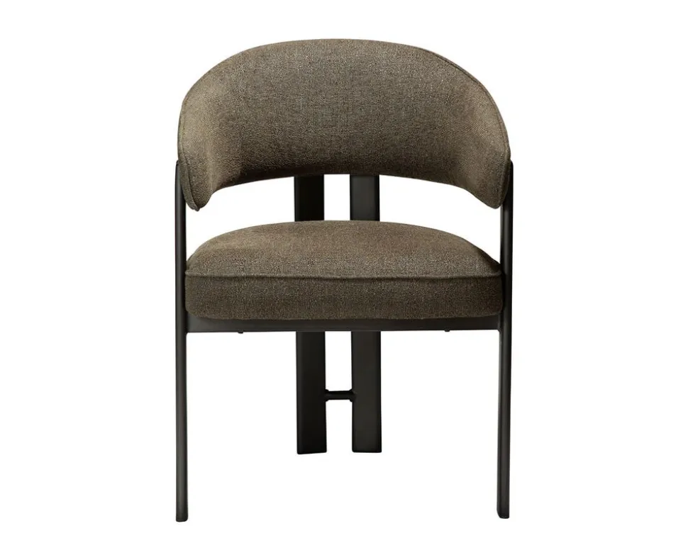 Duct Karmstol | Dark Olive Bouclé/Antique Pewter