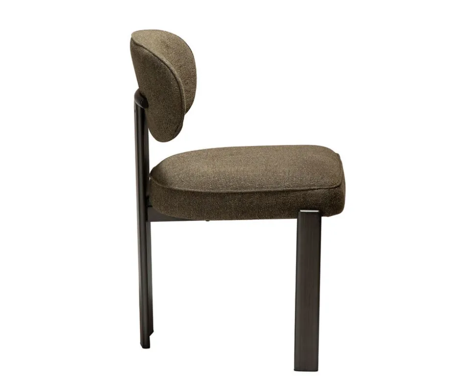 Duct Stol | Dark Olive Bouclé/Antique Pewter