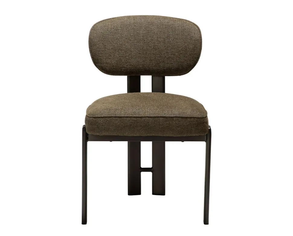 Duct Stol | Dark Olive Bouclé/Antique Pewter