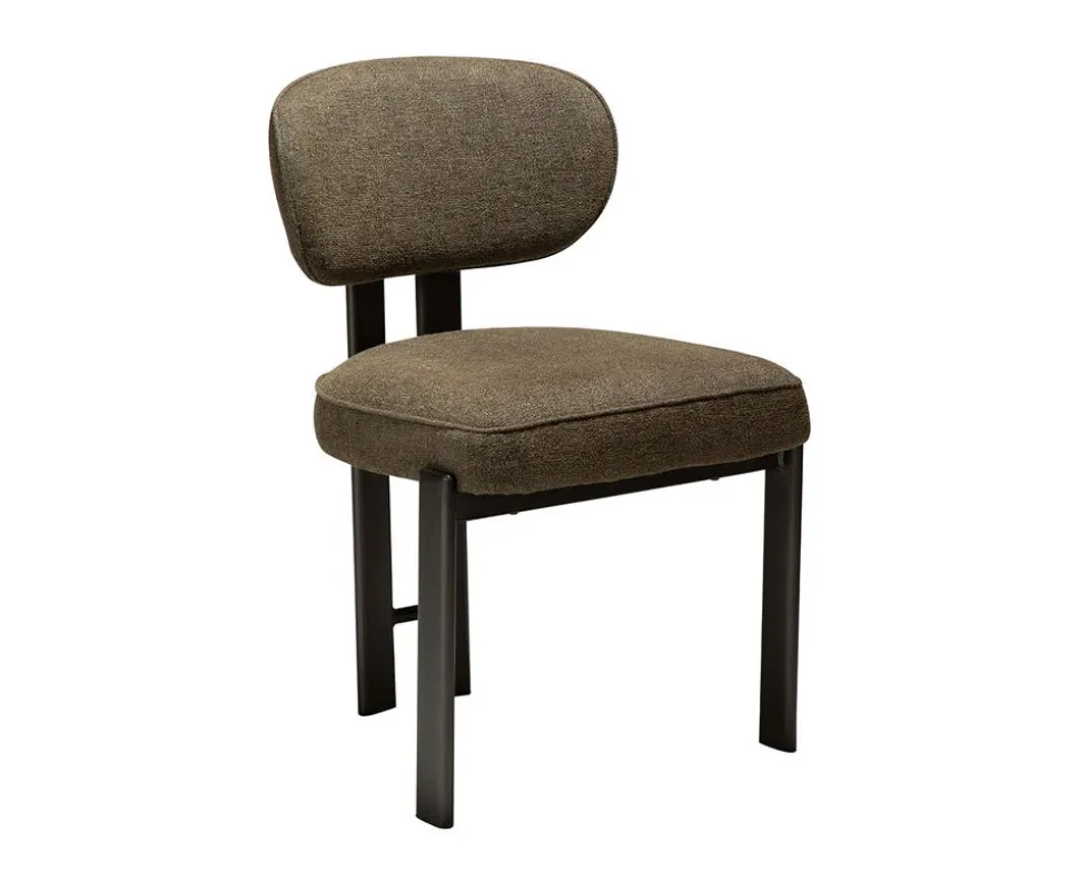 Duct Stol | Dark Olive Bouclé/Antique Pewter