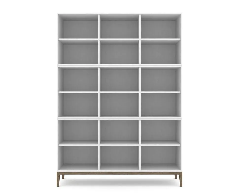 Edge 2.0 Bokhylla | White/ Burned Walnut | 9 Hyllor