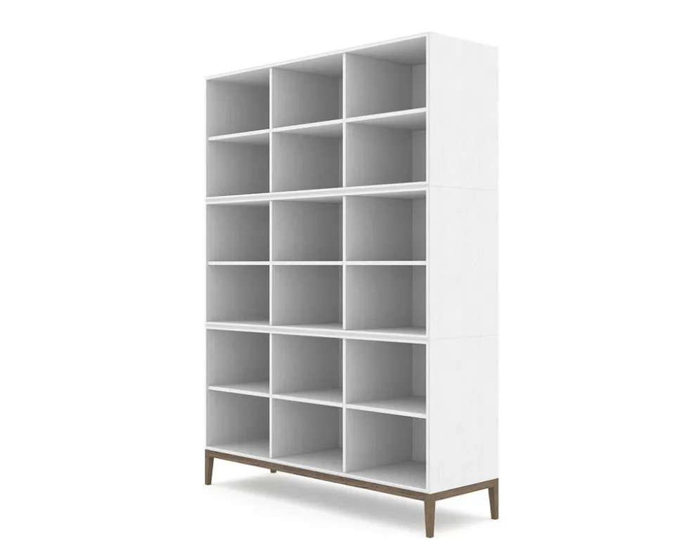 Edge 2.0 Bokhylla | White/ Burned Walnut | 9 Hyllor