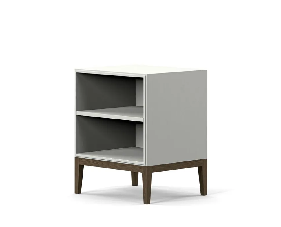 Edge 2.0 Sängbord | White/Burned Walnut, Hylla