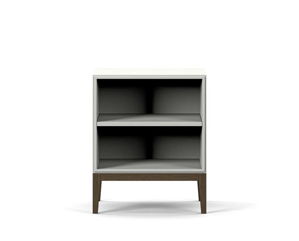 Edge 2.0 Sängbord | White/Burned Walnut, Hylla