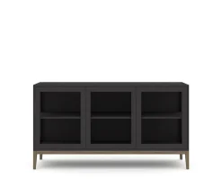 Edge 2.0 Vitrinskåp | 3 Dörrar, 1-Sektion, Black/ Burned Walnut