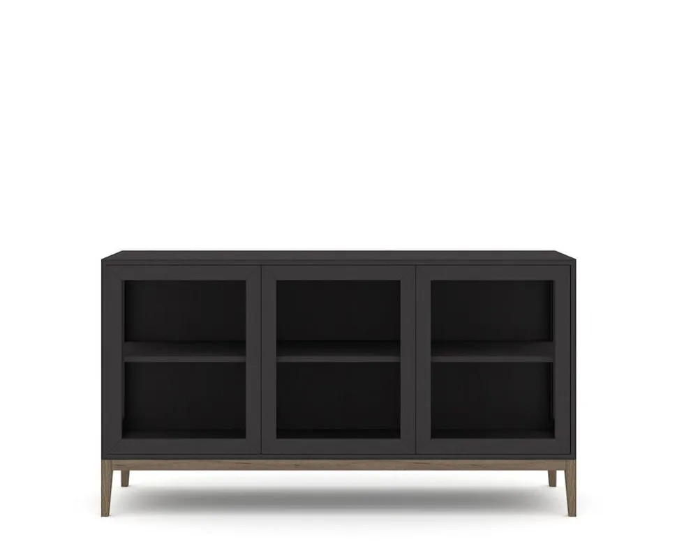 Edge 2.0 Vitrinskåp | 3 Dörrar, 1-Sektion, Black/ Burned Walnut