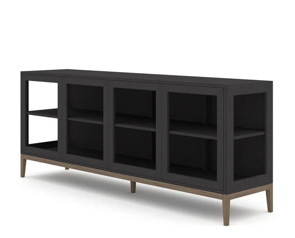 Edge 2.0 Vitrinskåp | 4 Dörrar, 1-Sektion, Black/ Burned Walnut
