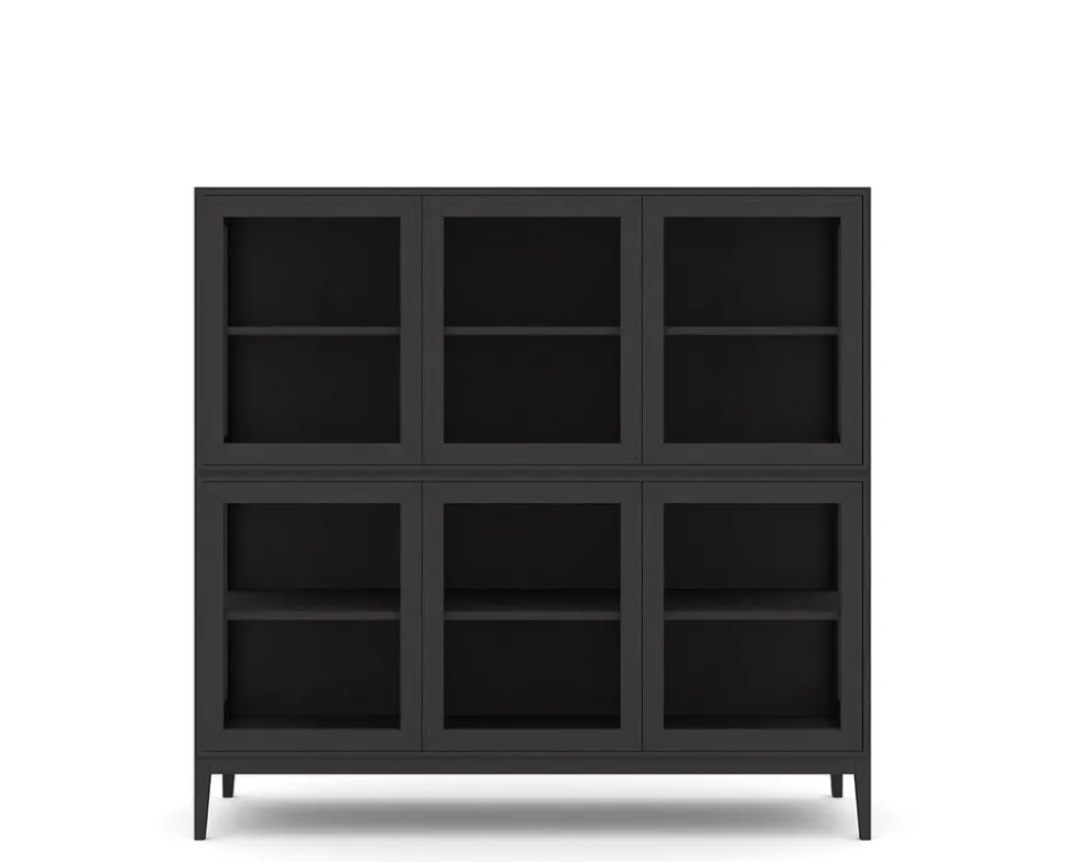 Edge 2.0 Vitrinskåp | 3 Dörrar, 2-Sektioner, Black