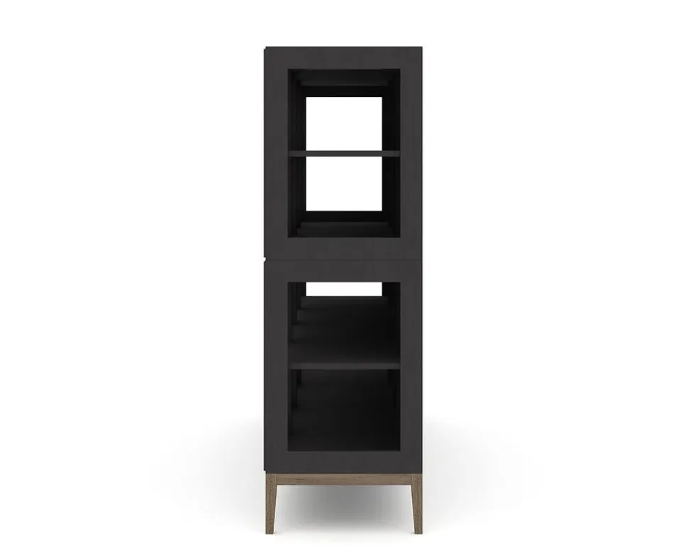 Edge 2.0 Vitrinskåp | 4 Dörrar, 2-Sektioner, Black/ Burned Walnut