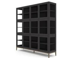 Edge 2.0 Vitrinskåp | 4 Dörrar, 3-Sektioner, Black/ Burned Walnut