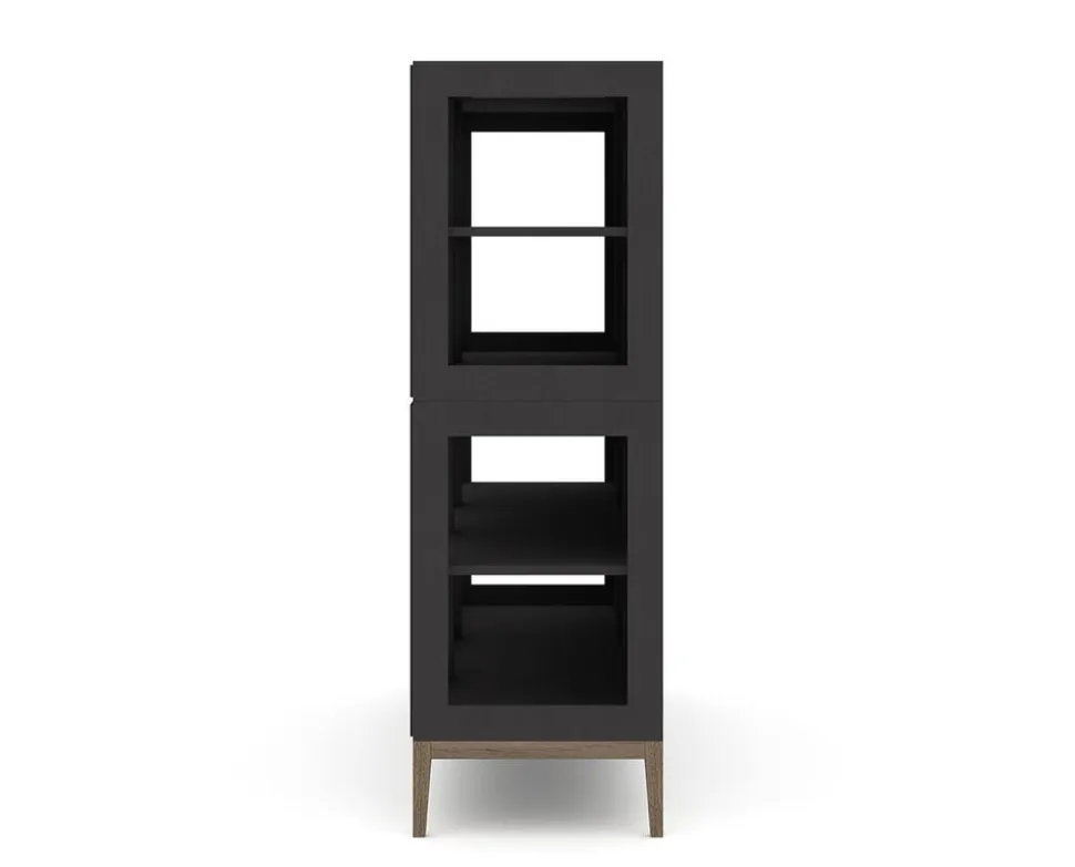 Edge 2.0 Vitrinskåp | 3 Dörrar, 2-Sektioner, Black/ Burned Walnut