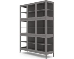 Edge 2.0 Vitrinskåp | 3 Dörrar, 3-Sektioner, Grey