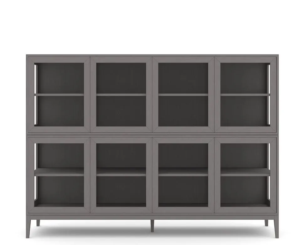 Edge 2.0 Vitrinskåp | 4 Dörrar, 2-Sektioner, Grey
