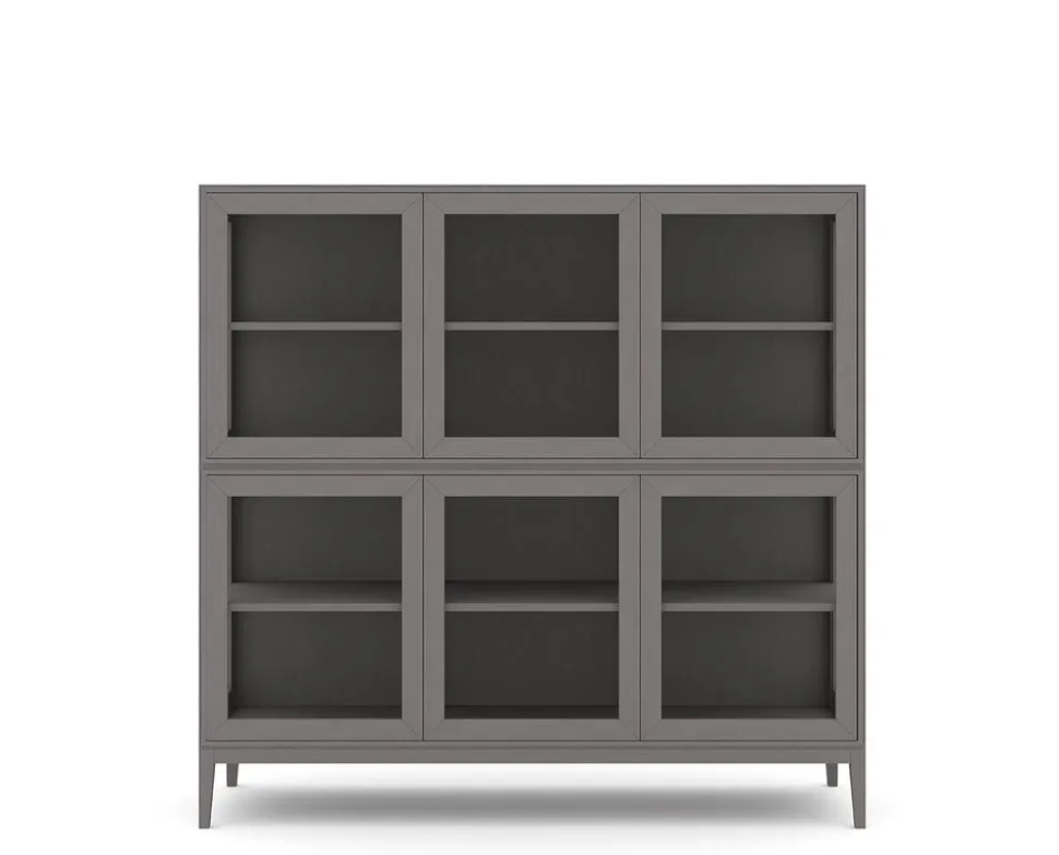 Edge 2.0 Vitrinskåp | 3 Dörrar, 2-Sektioner, Grey