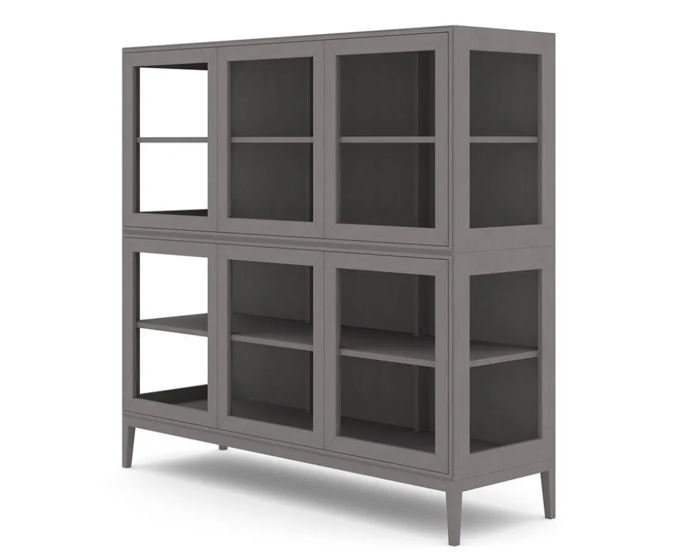 Edge 2.0 Vitrinskåp | 3 Dörrar, 2-Sektioner, Grey